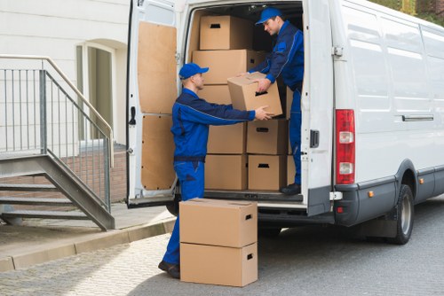 Moving truck and packed furniture for a Brompton relocation